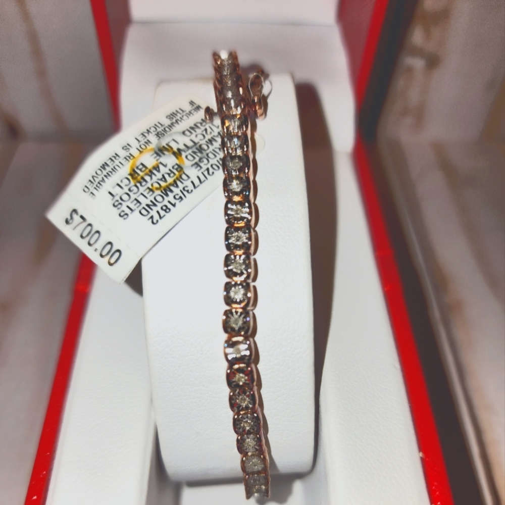 Gorgeous 1/2cttw + 14k rose gold over sterling silver diamond tennis bracelet